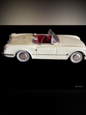 Cream Vintage  1953 Chevy Corvette Convertible Collectible Car with Red Interior